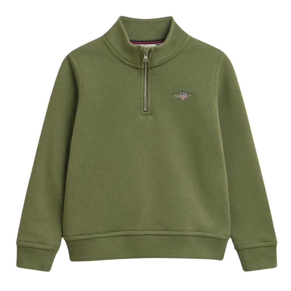 Gant - Genser Shield Half Zip Sweat Washed Olive - Guttelus.no