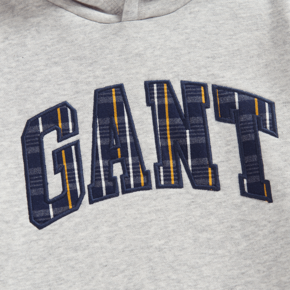 Gant - Hettegenser Check Applique Grey Melange - Guttelus