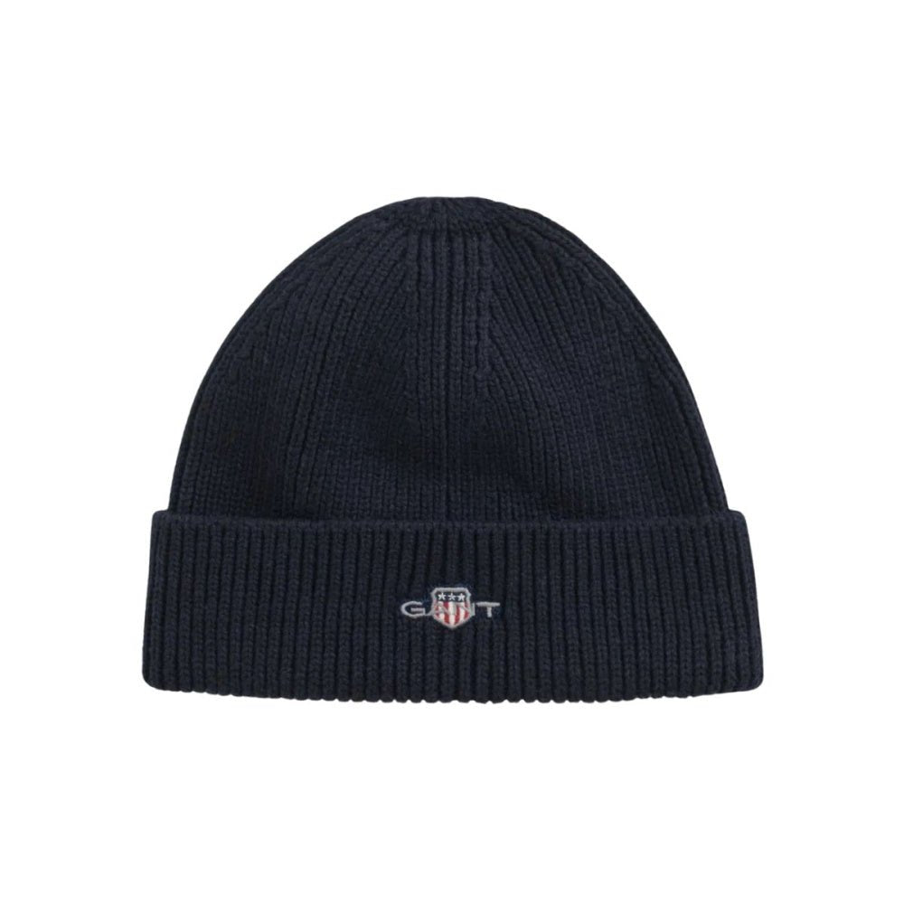 Gant - Lue Small Archive Shield Beanie Evening Blue - Guttelus.no