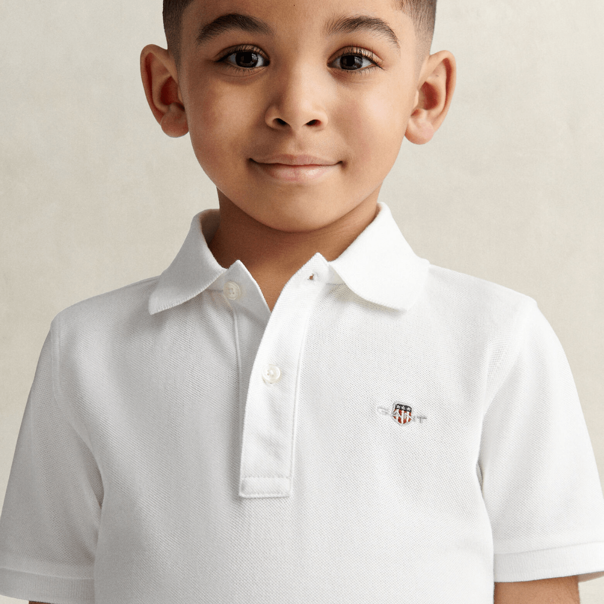 Gant - Pique Shield SS Polo White - Guttelus.no