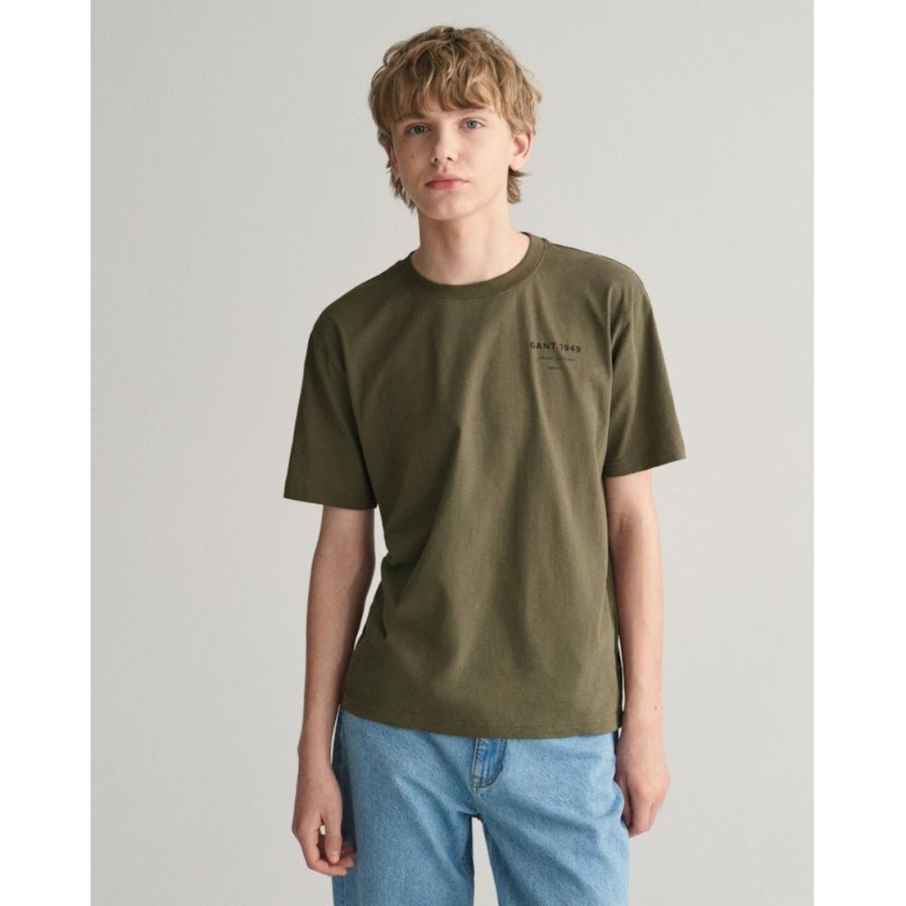 Gant - T-skjorte Graphic Script Juniper Green - Guttelus