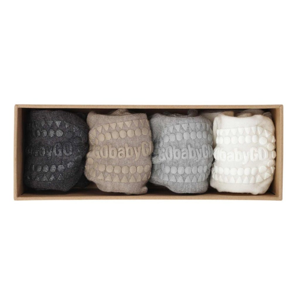 GoBabyGo - Sokker 4 pk Combo box Bambus Sand/ Off-White/ Grey - Guttelus
