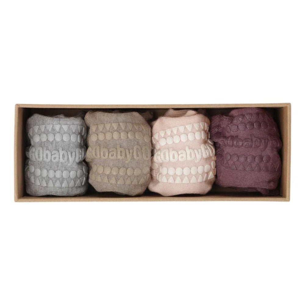 GoBabyGo - Sokker Bambus Combo-box 4 pk Grey Melange/ Misty Plum - Guttelus.no