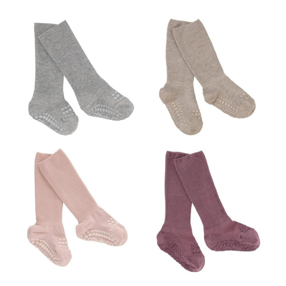 GoBabyGo - Sokker Bambus Combo-box 4 pk Grey Melange/ Misty Plum - Guttelus.no