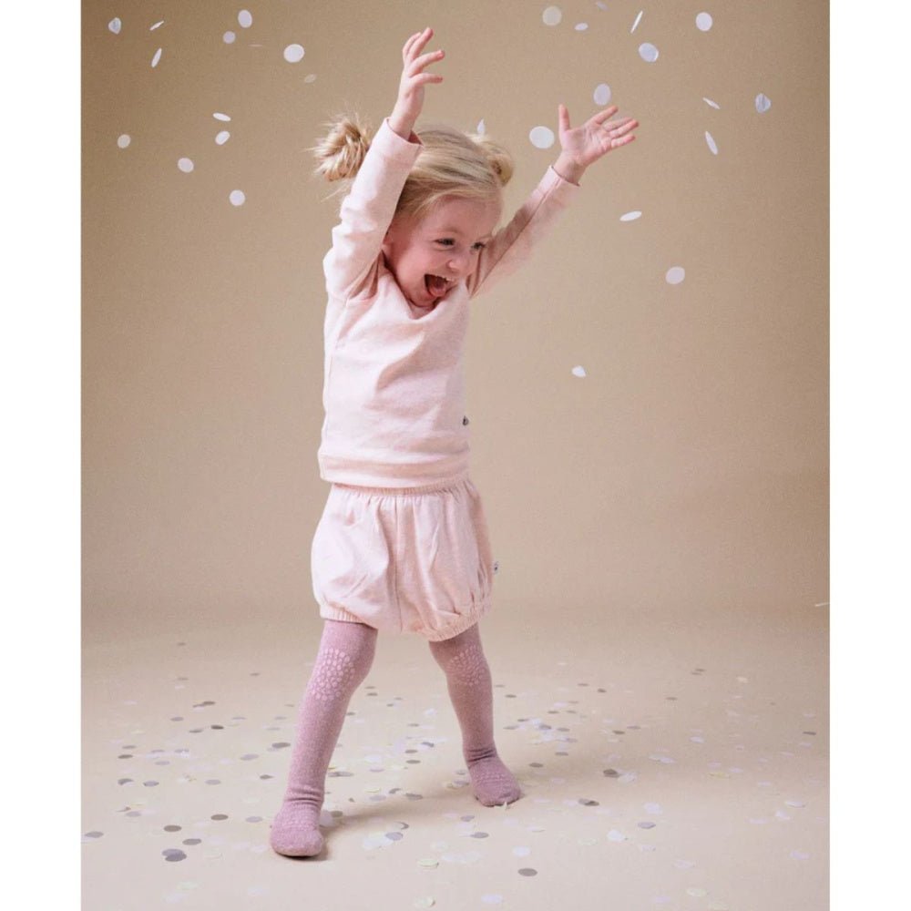 GoBabyGo - Strømpebukse Antiskli Bambus Lavender Glitter - Guttelus