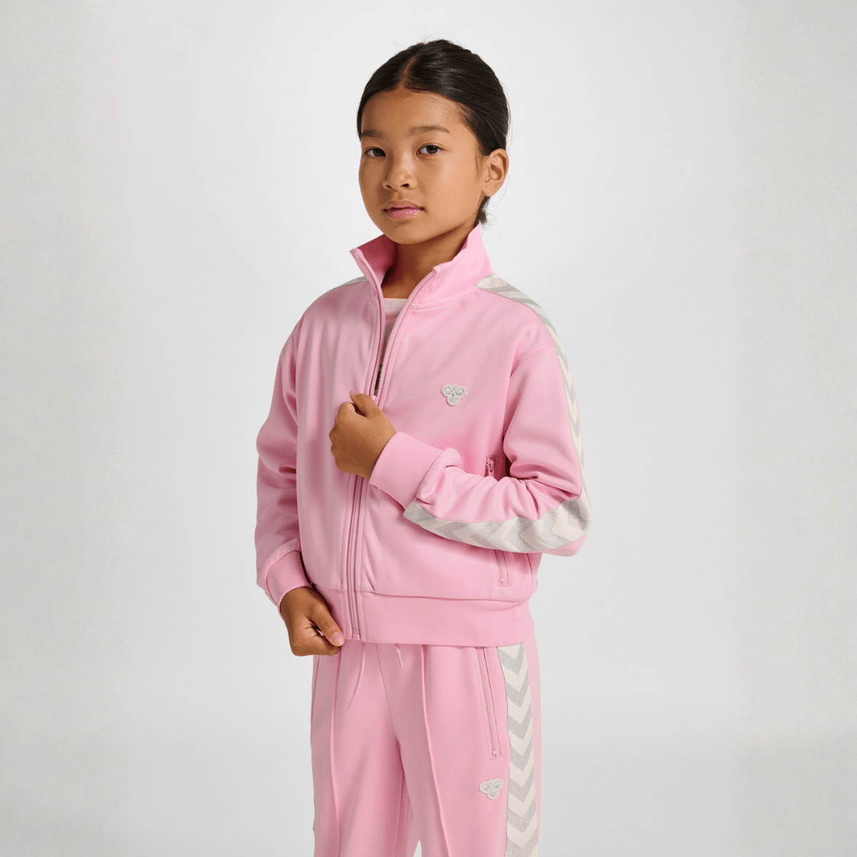 Hummel - Jakke Jr Poly Tape Zip Roseate Spoonbill - Guttelus