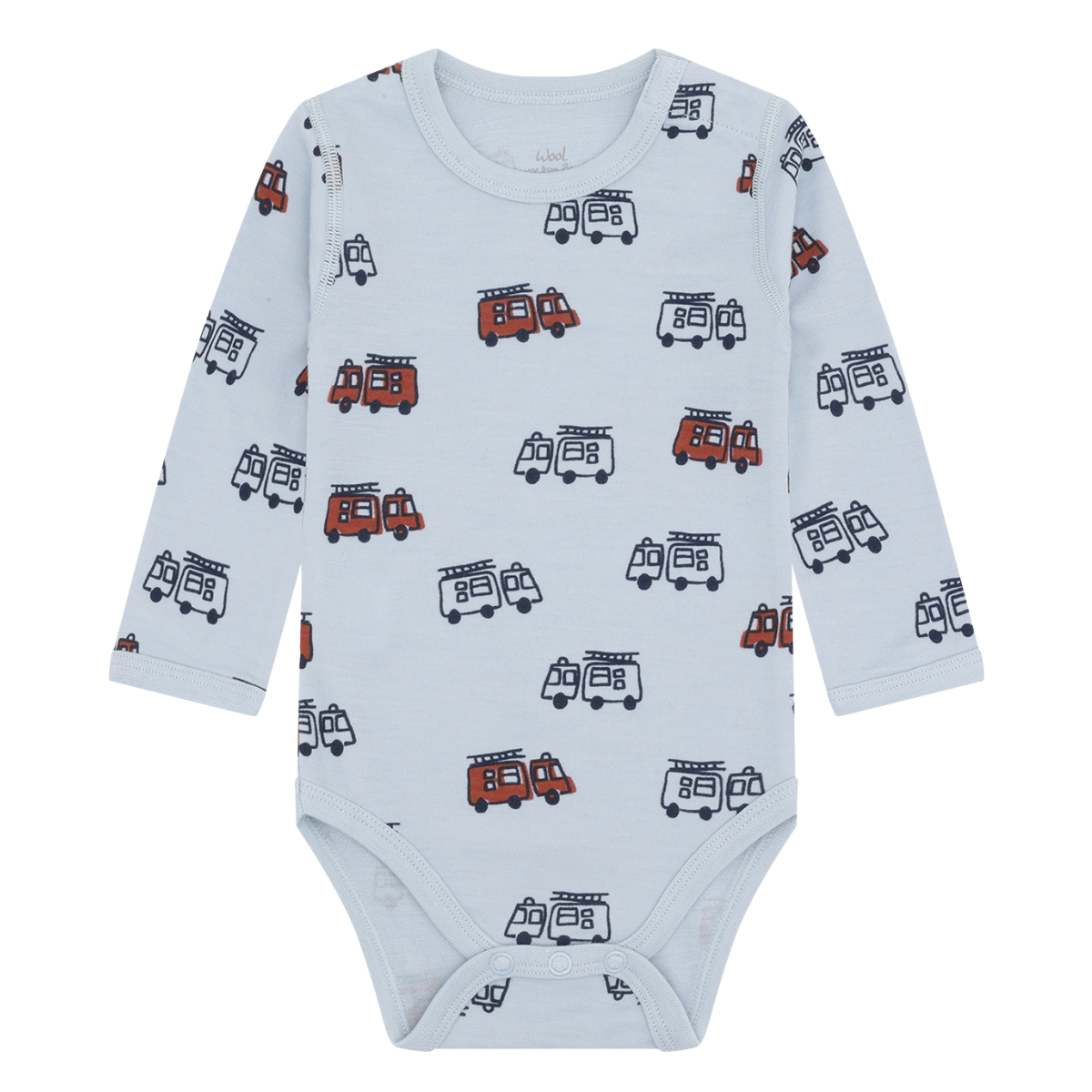 Hust and Claire - Body Ull og Bambus Baloo Firetruck Baby Blue