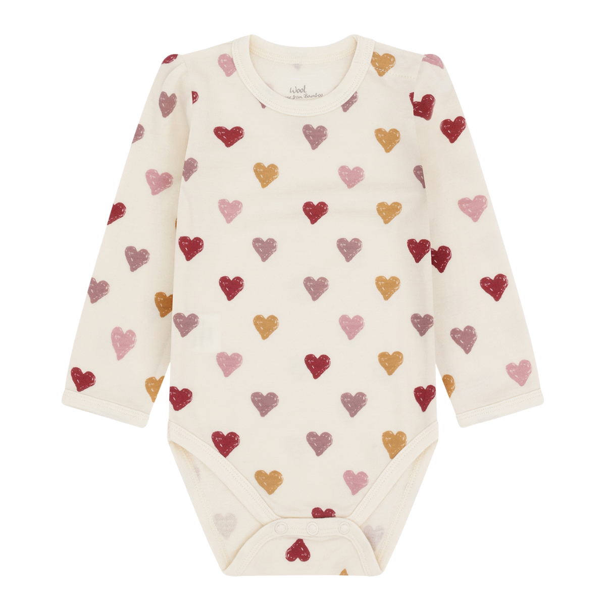 Hust and Claire - Body Ull og Bambus Baloo Hearts Puff Off White