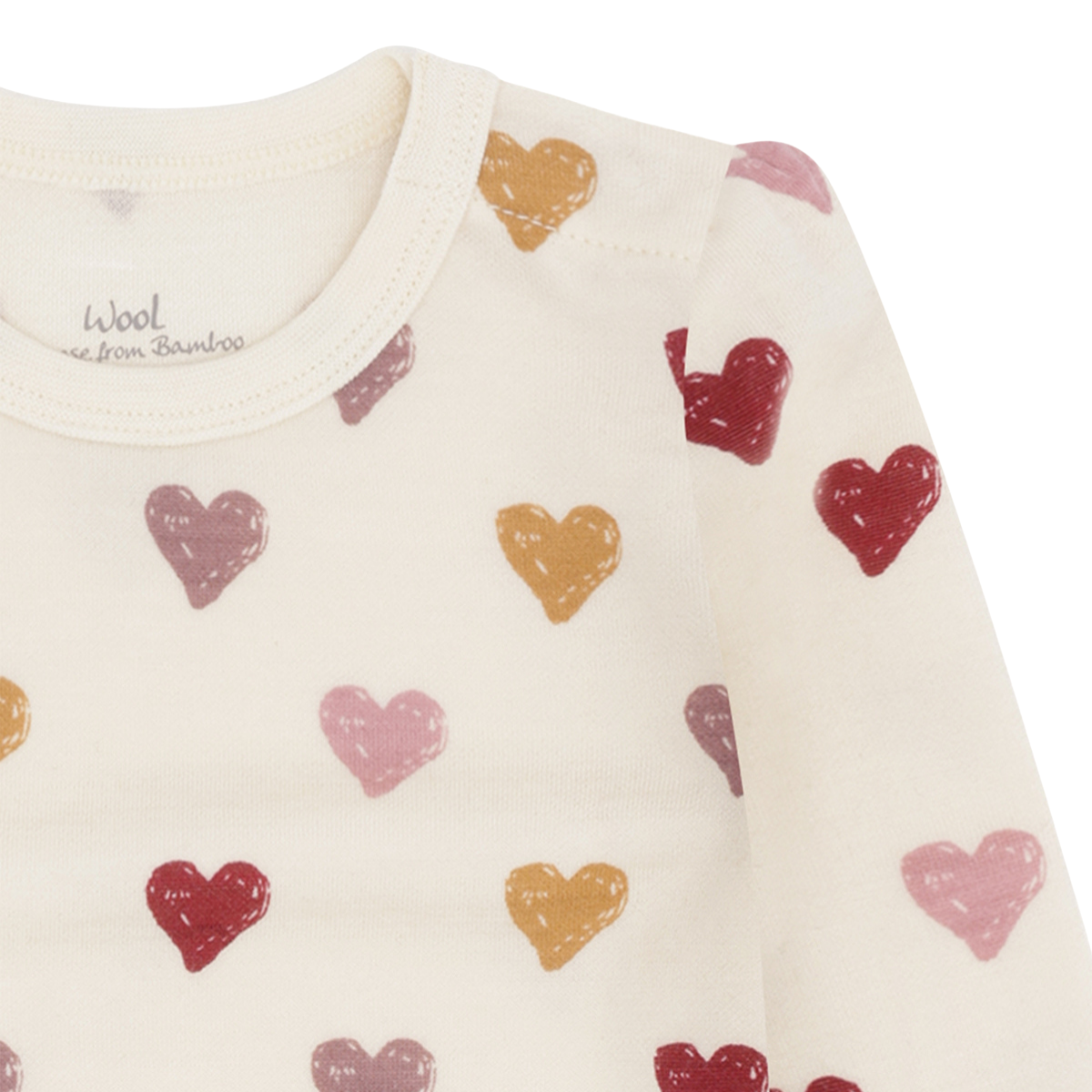 Hust and Claire - Body Ull og Bambus Baloo Hearts Puff Off White