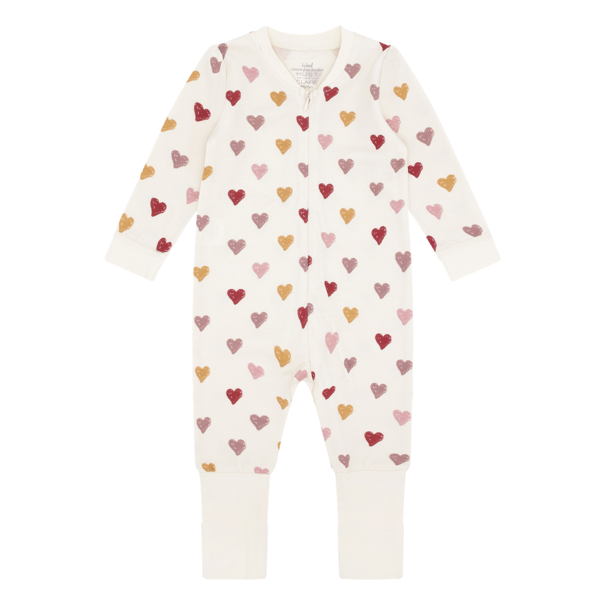Hust and Claire - Heldress i Ull og Bambus Manu Hearts Puff Off White