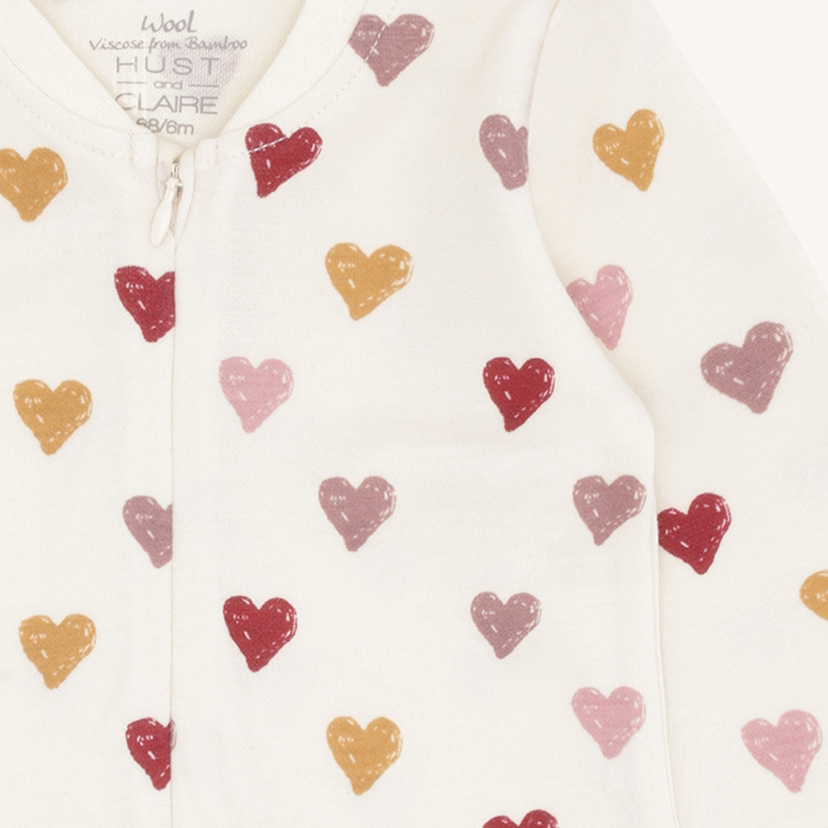 Hust and Claire - Heldress i Ull og Bambus Manu Hearts Puff Off White
