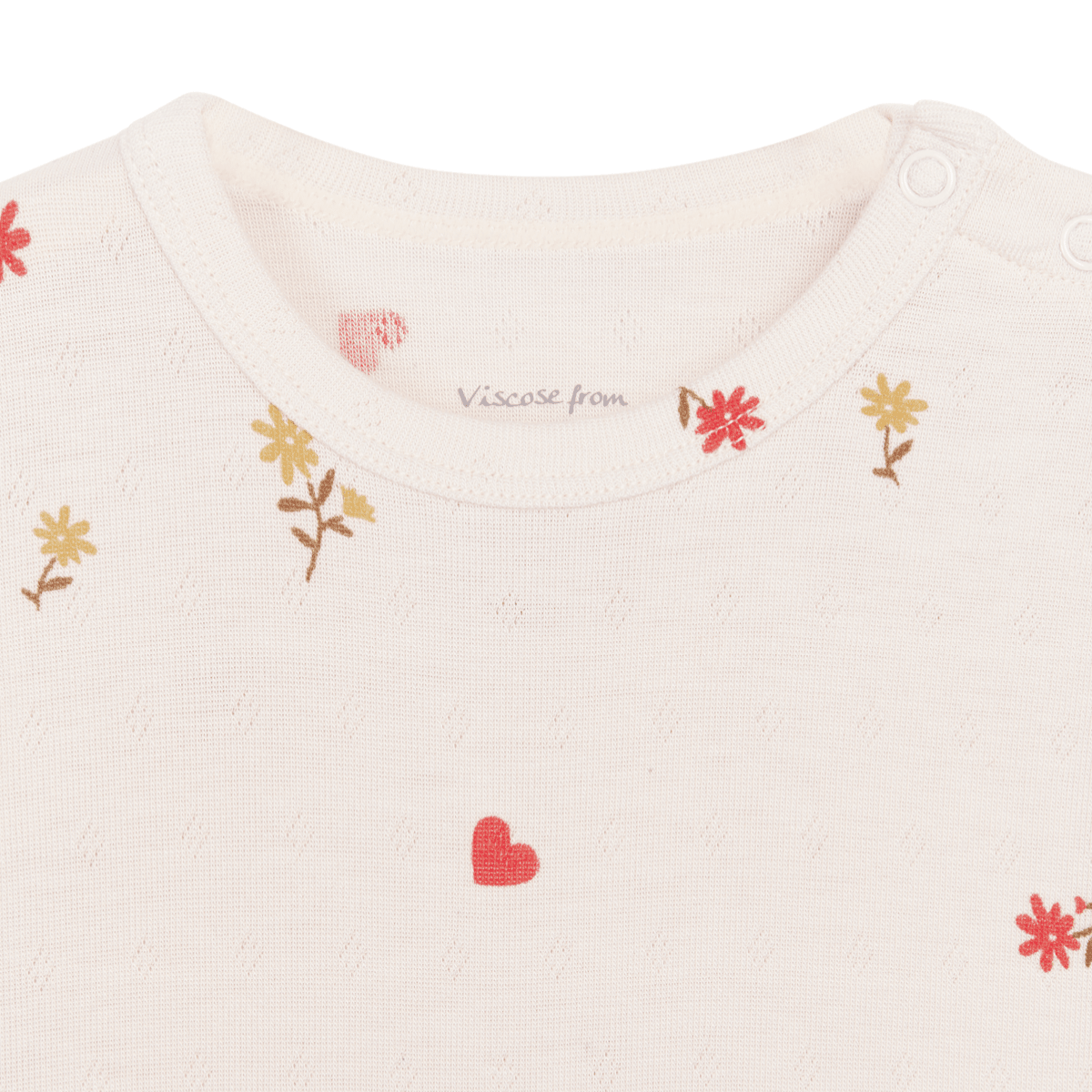 Hust and Claire - Body Kortermet Bambus Buller Flower Heart Ivory - Guttelus.no