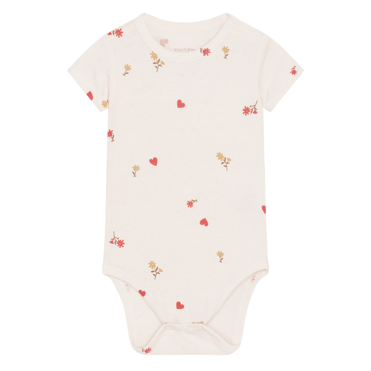 Hust and Claire - Body Kortermet Bambus Buller Flower Heart Ivory - Guttelus.no
