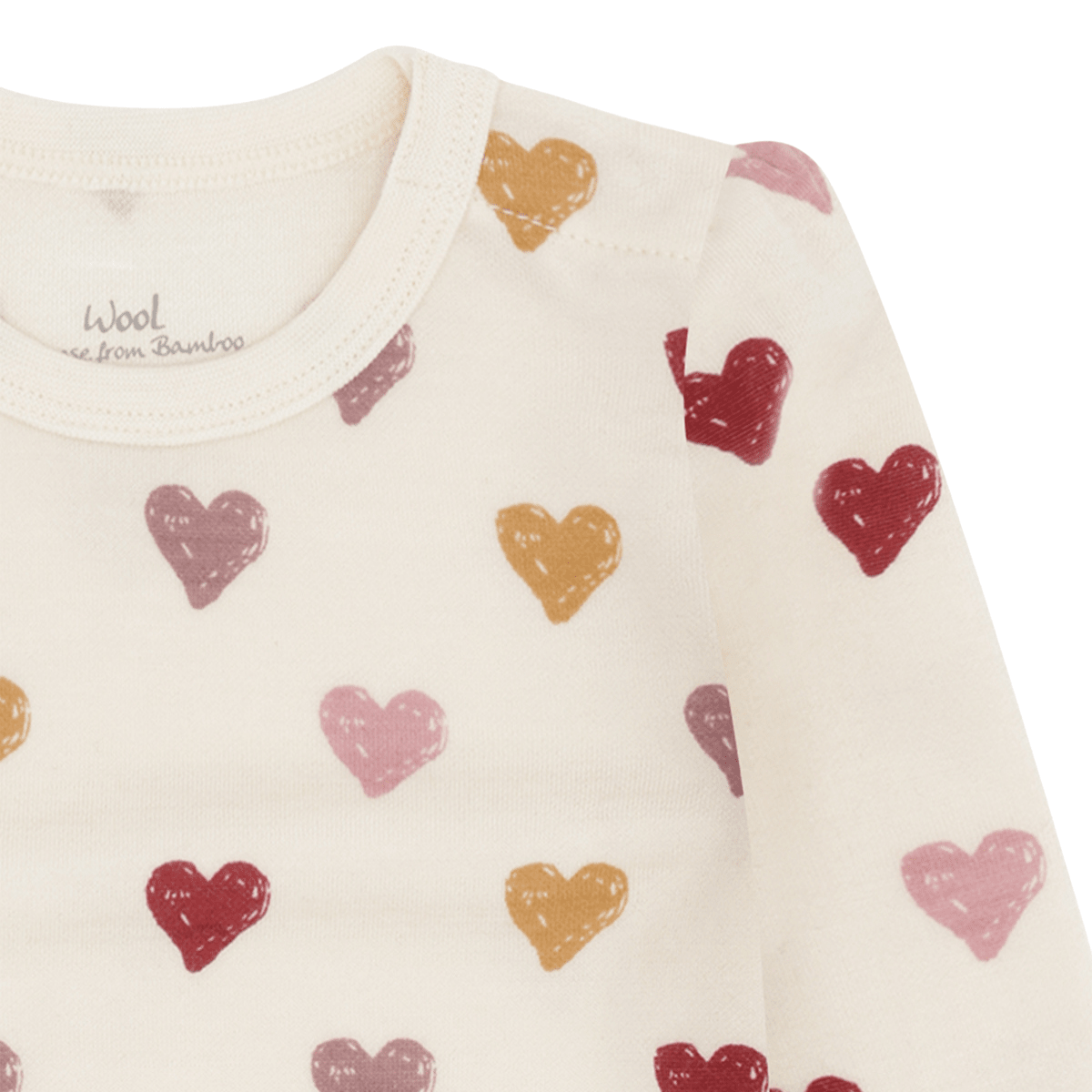 Hust and Claire - Body Ull og Bambus Baloo Hearts Puff Off White - Guttelus.no