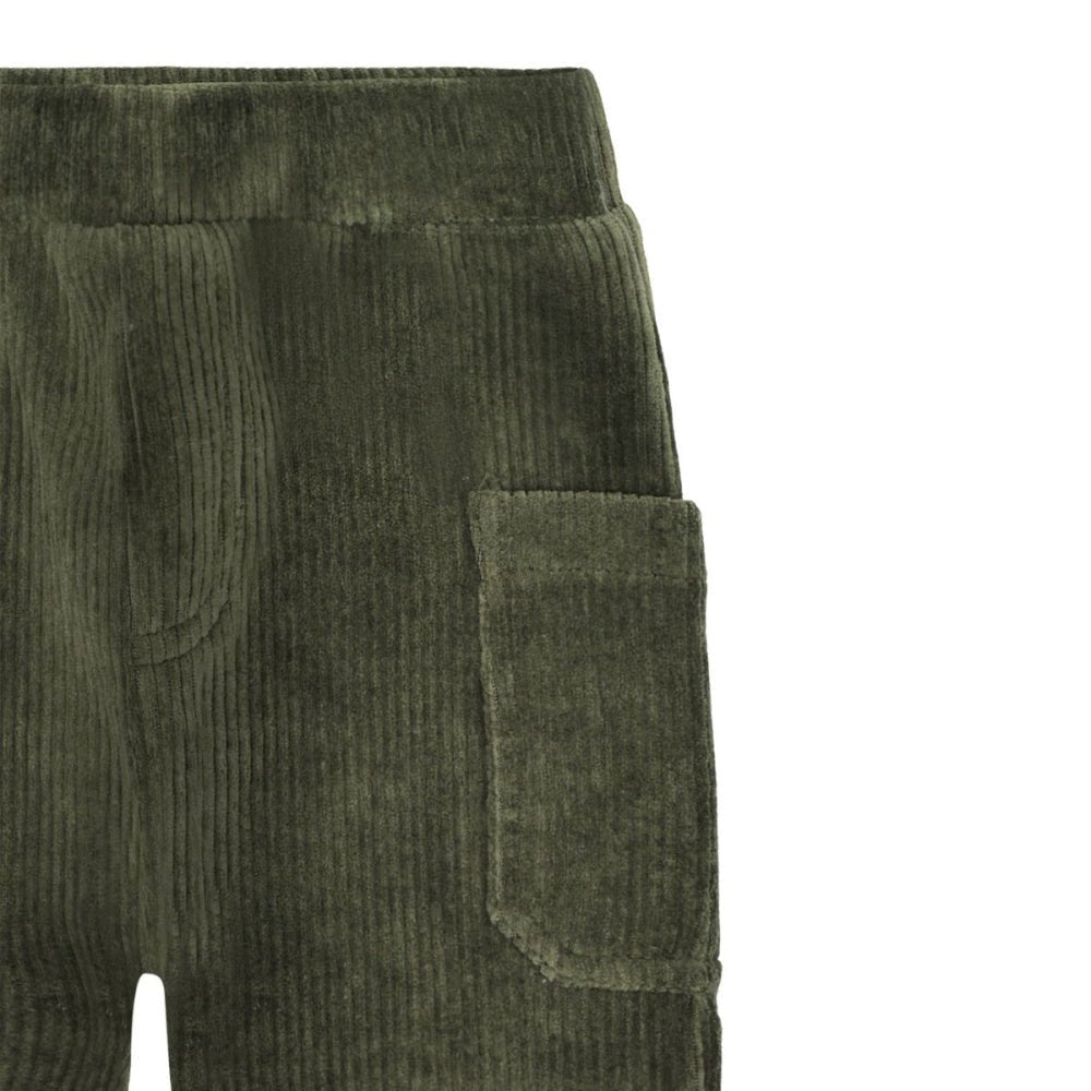 Hust and Claire - Bukse Baby Gus Ribbed Velour Deep Ivy - Guttelus.no