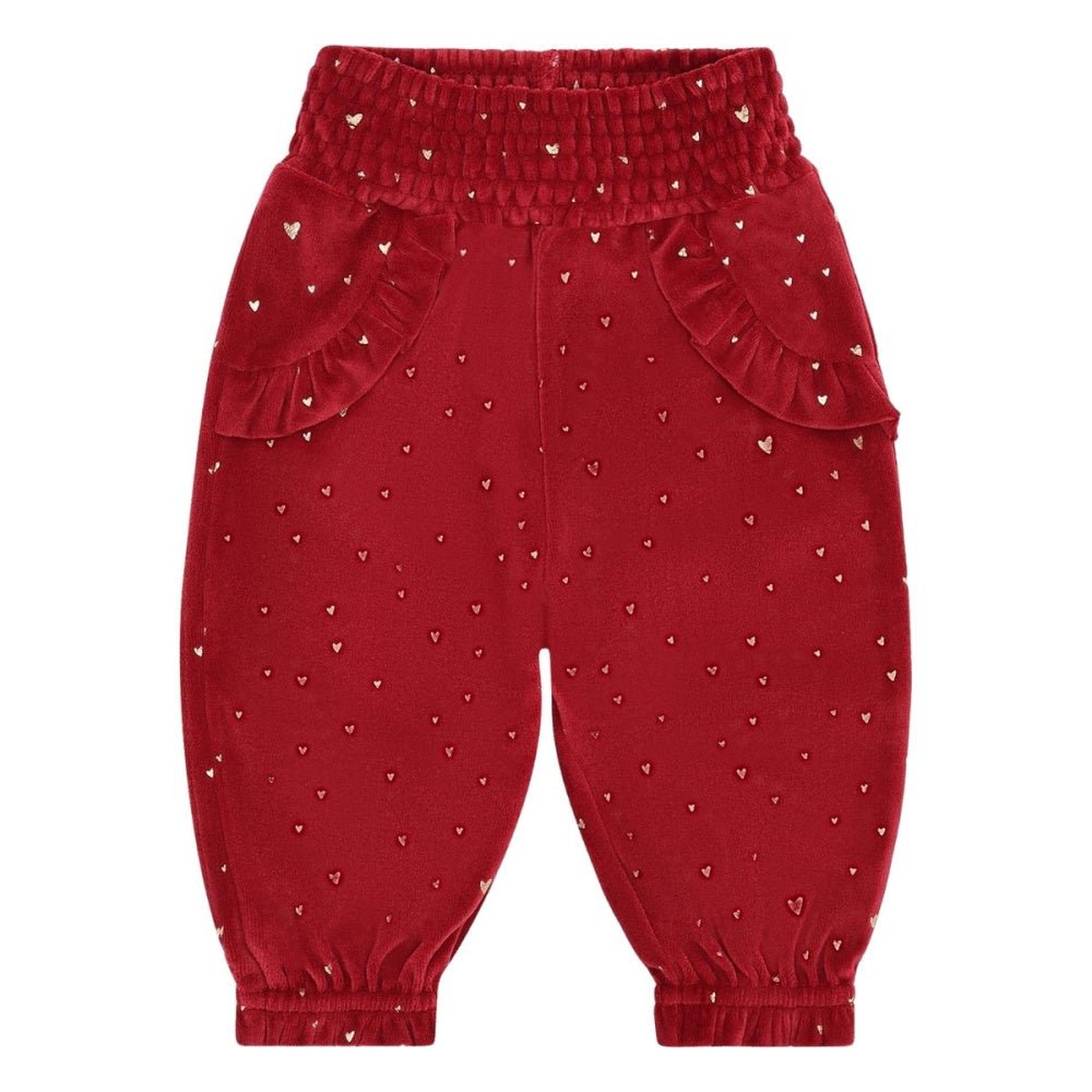 Hust and Claire - Bukse Baby Velour Trine Gold Teaberry - Guttelus