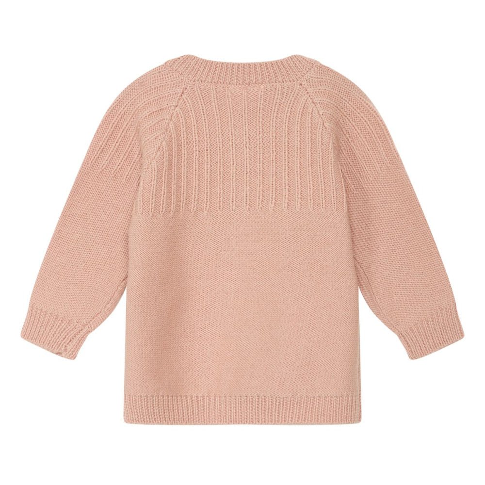 Hust and Claire - Cardigan Ull Ribbestrikket Rose Cloud - Guttelus