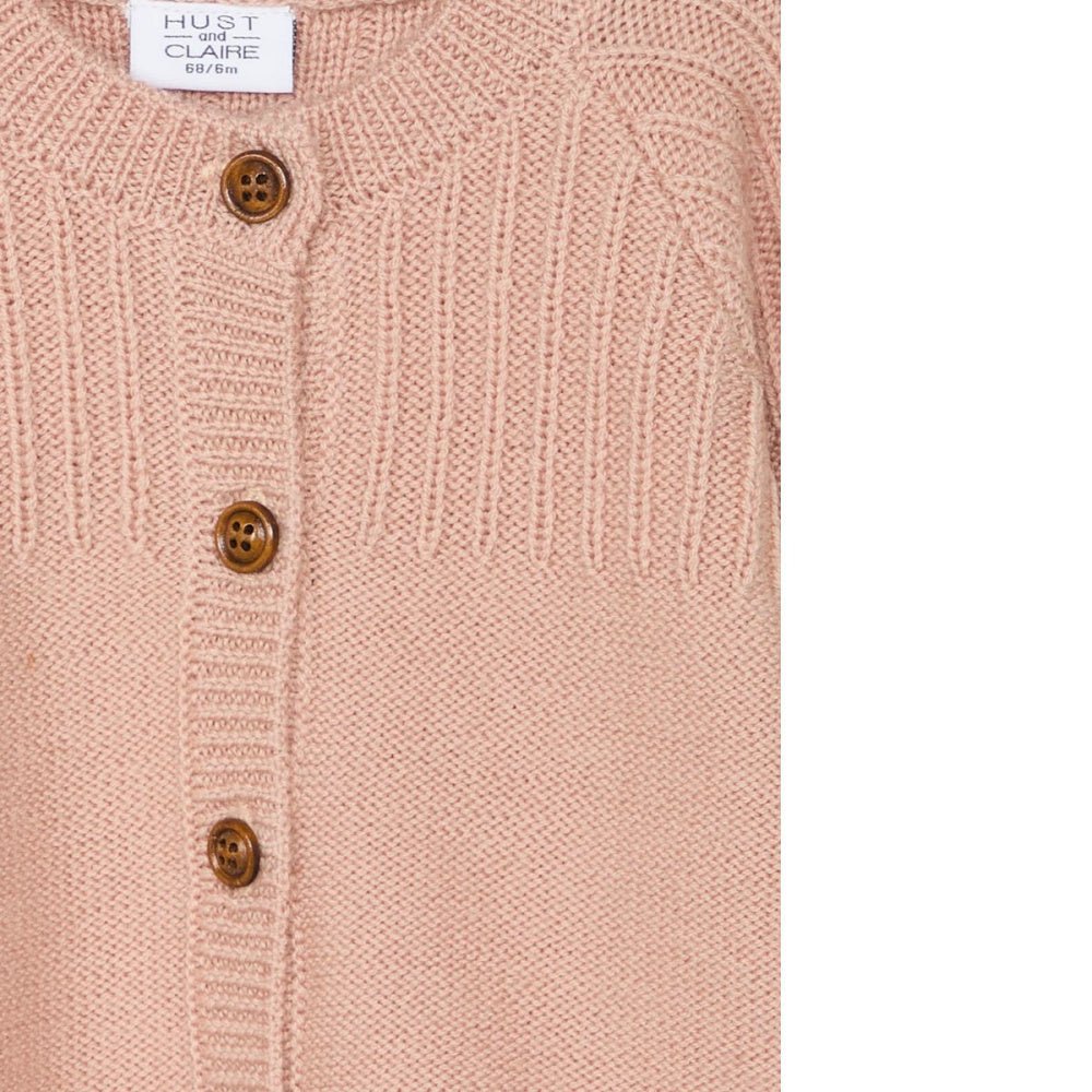 Hust and Claire - Cardigan Ull Ribbestrikket Rose Cloud - Guttelus