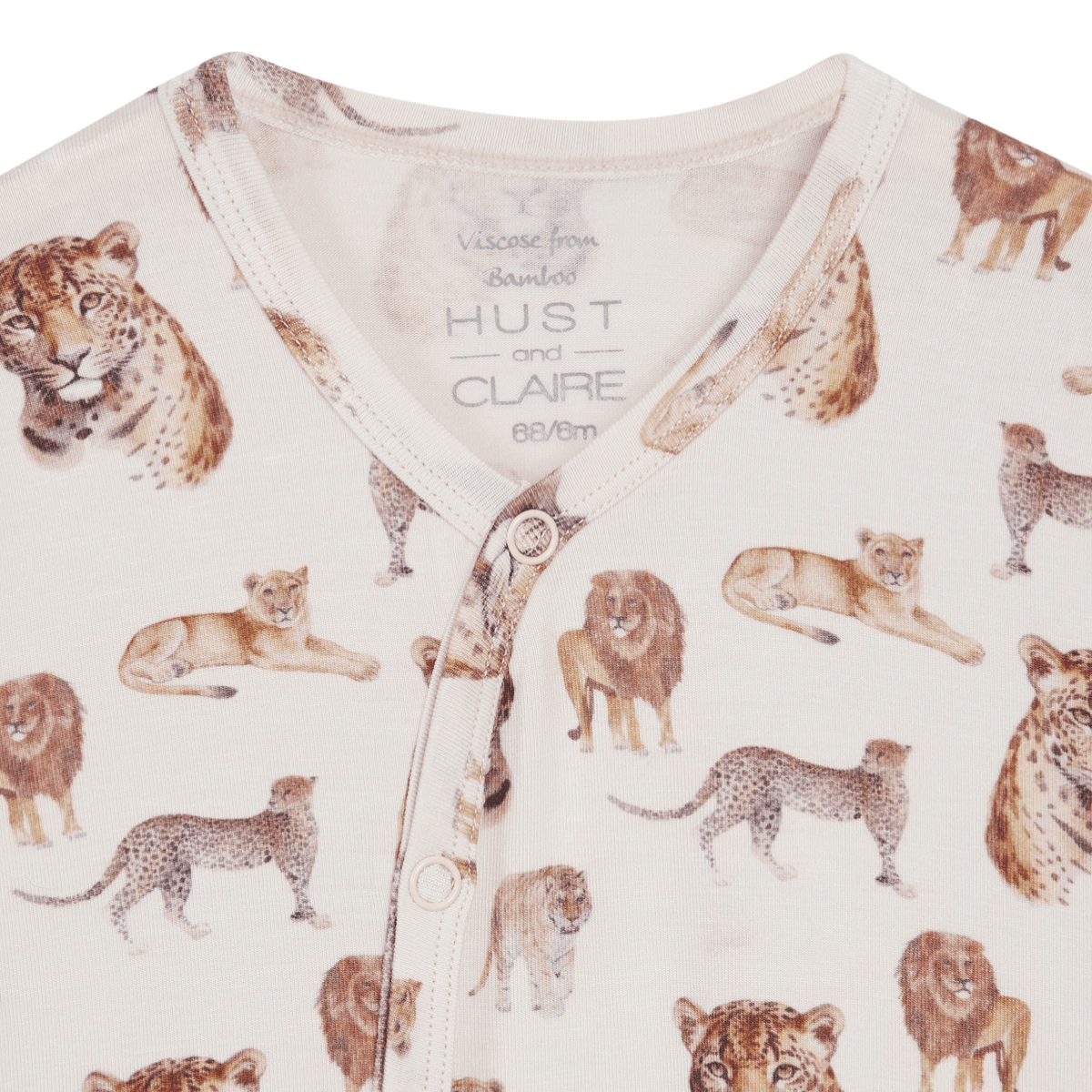 Hust and Claire - Heldress Bambus Mulle Wild Cats Ivory - Guttelus.no