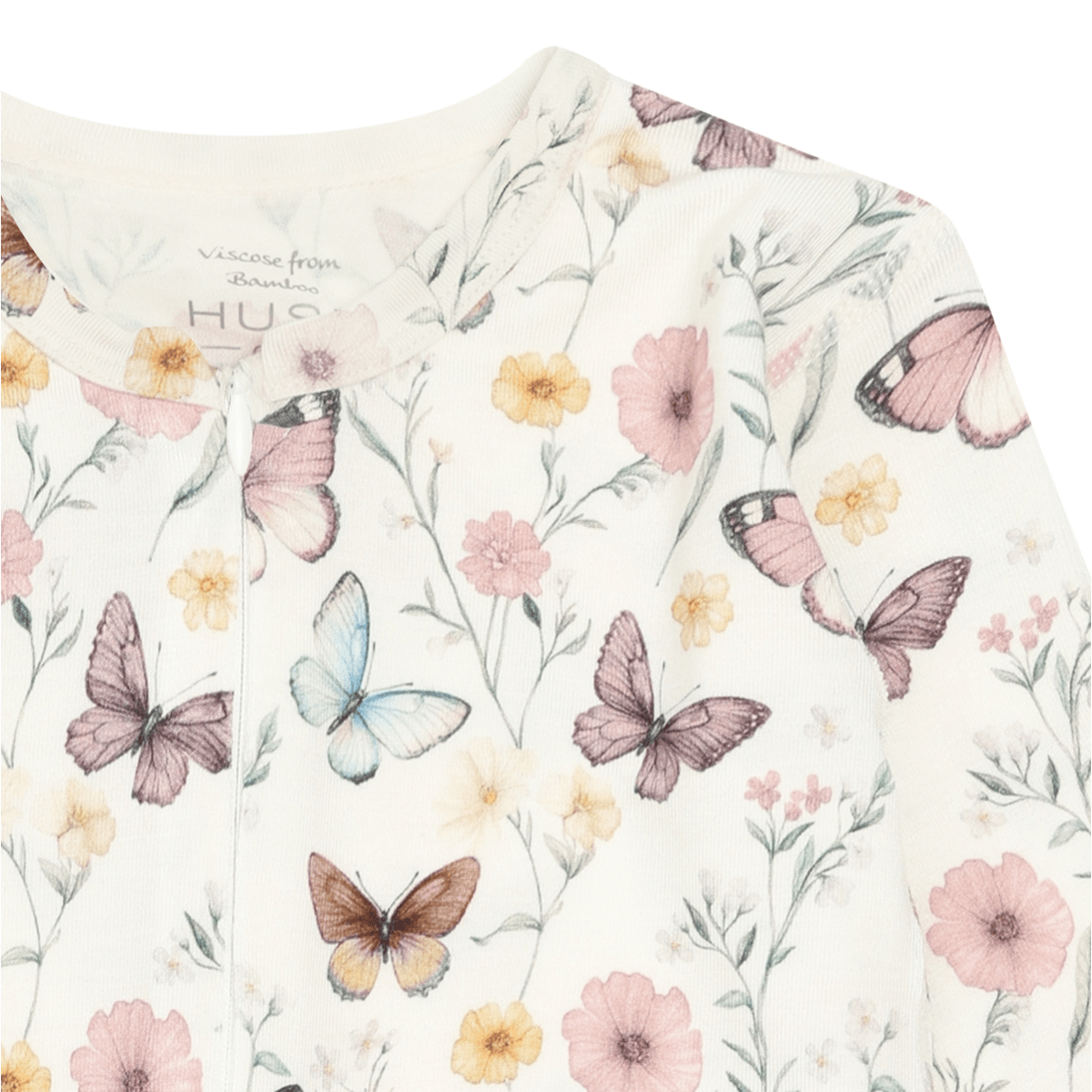 Hust and Claire - Heldress i Bambus Mulle Butterfly Ivory - Guttelus.no