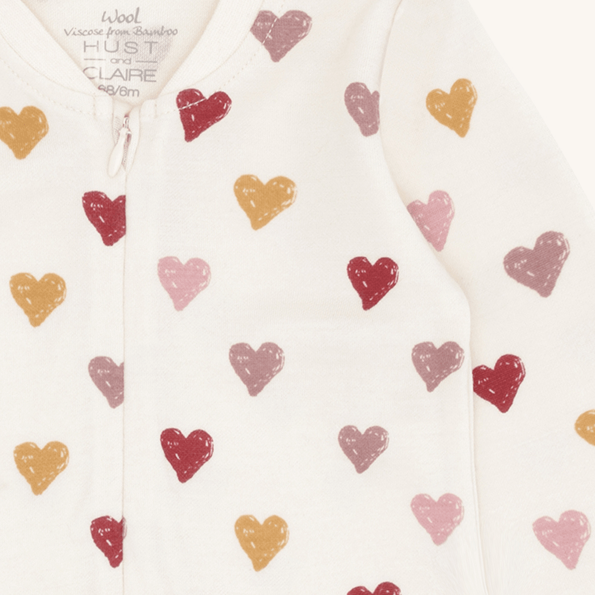 Hust and Claire - Heldress i Ull og Bambus Manu Hearts Puff Off White - Guttelus.no