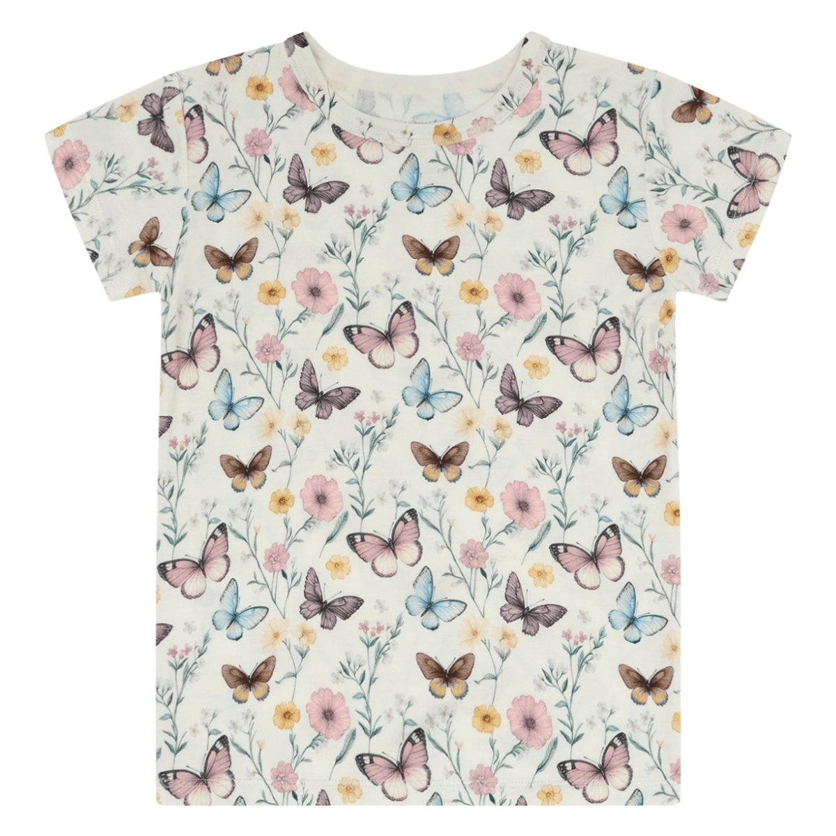 Hust And Claire - T-skjorte i Bambus Austin Butterfly Ivory - Guttelus.no