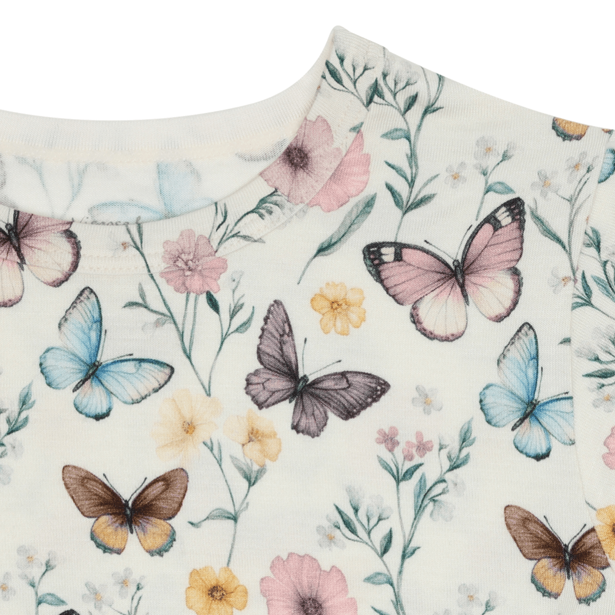 Hust And Claire - T-skjorte i Bambus Austin Butterfly Ivory - Guttelus.no