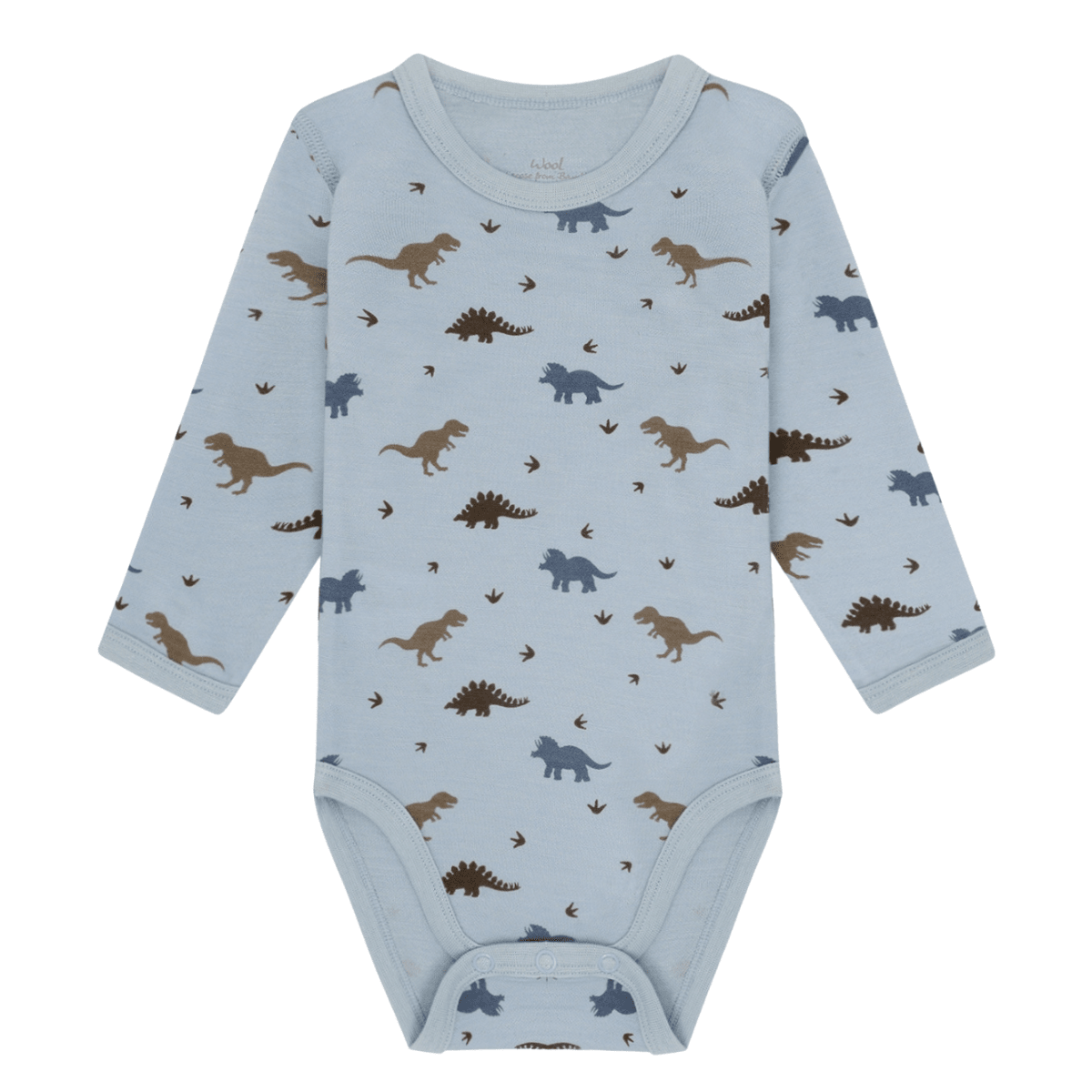 Hust & Claire - Body i Ull/Bambus Dino Baby Blue - Guttelus.no