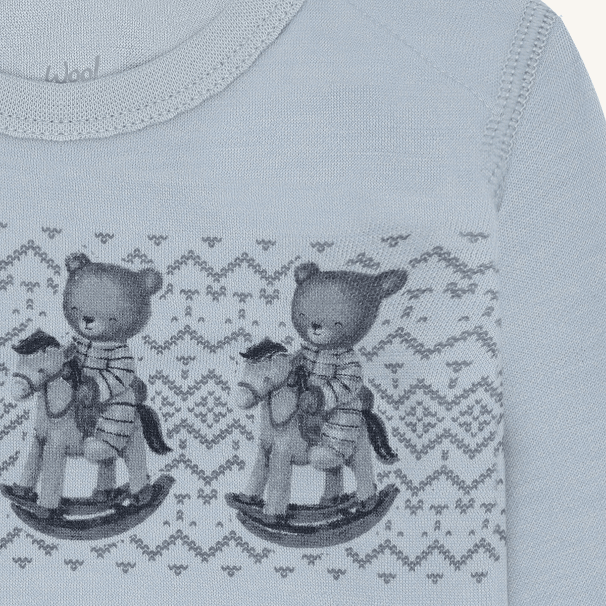 Hust & Claire - Body i Ull/Bambus Teddy Baby Blue - Guttelus.no