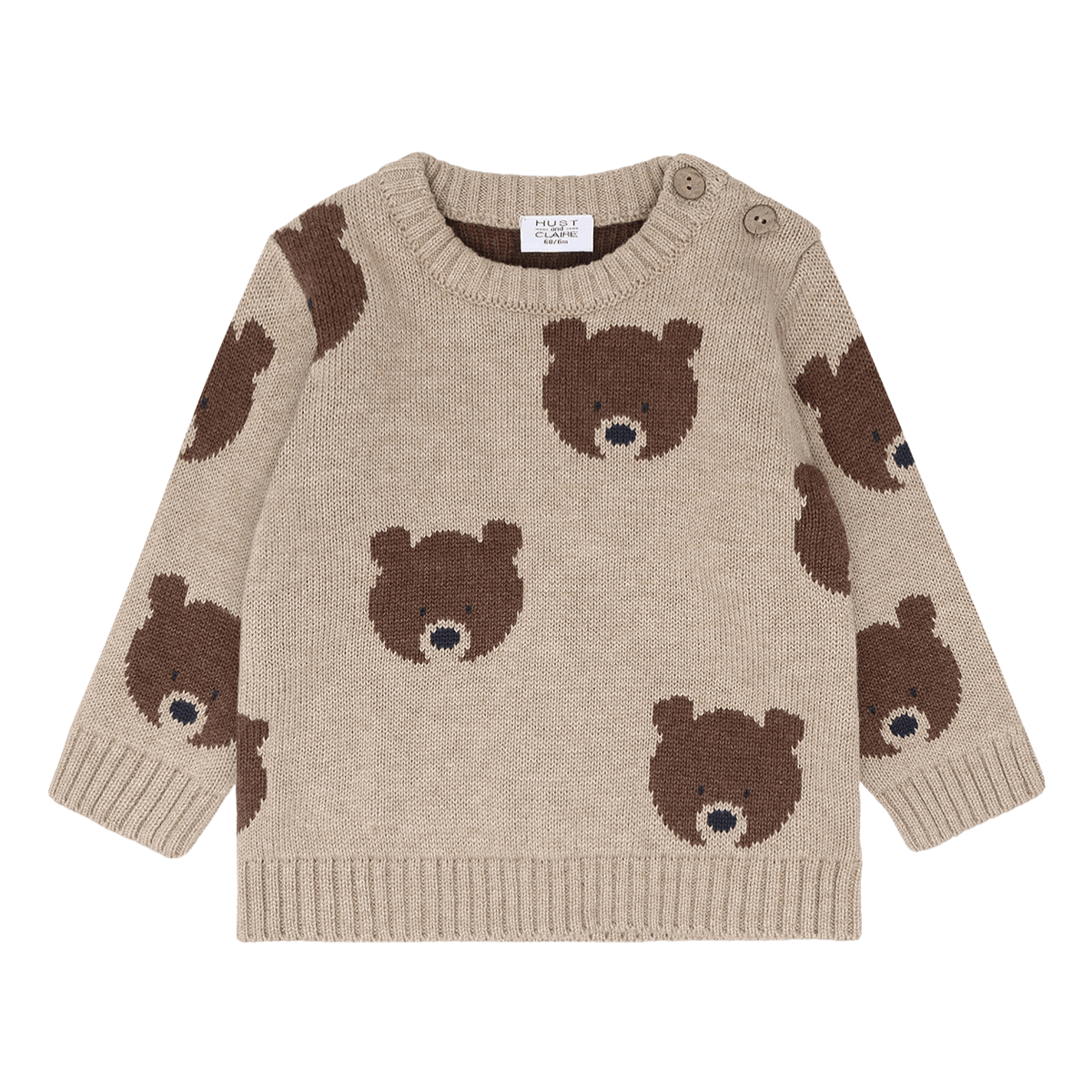 Hust & Claire - Genser Pilou Bear Beige Melange - Guttelus.no