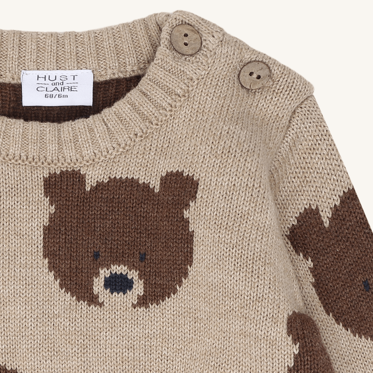 Hust & Claire - Genser Pilou Bear Beige Melange - Guttelus.no