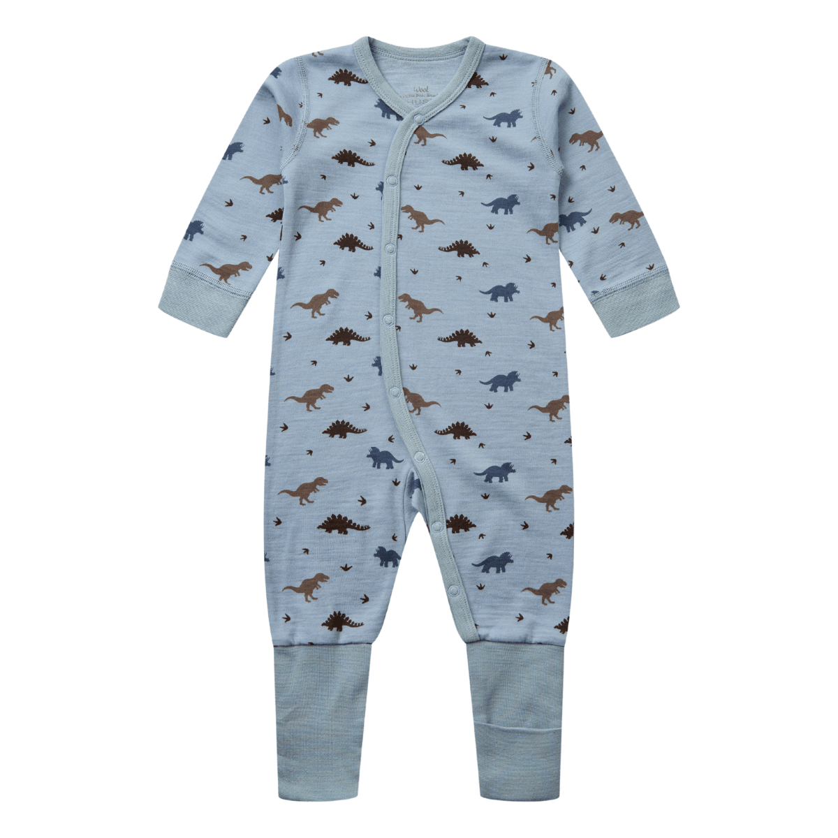Hust & Claire - Heldress i Ull/Bambus Dino Baby Blue - Guttelus.no