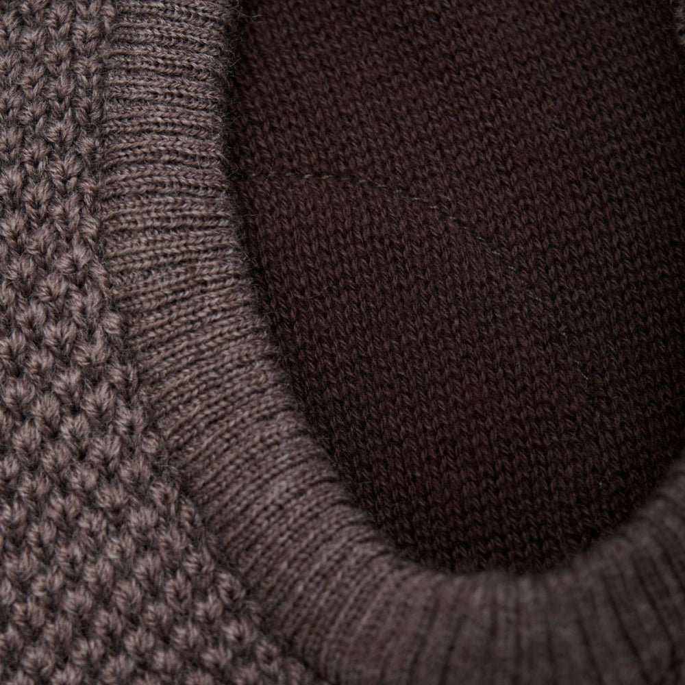 Huttelihut - Balaclava Strikket Ull 2-lags Brown Melange - Guttelus.no