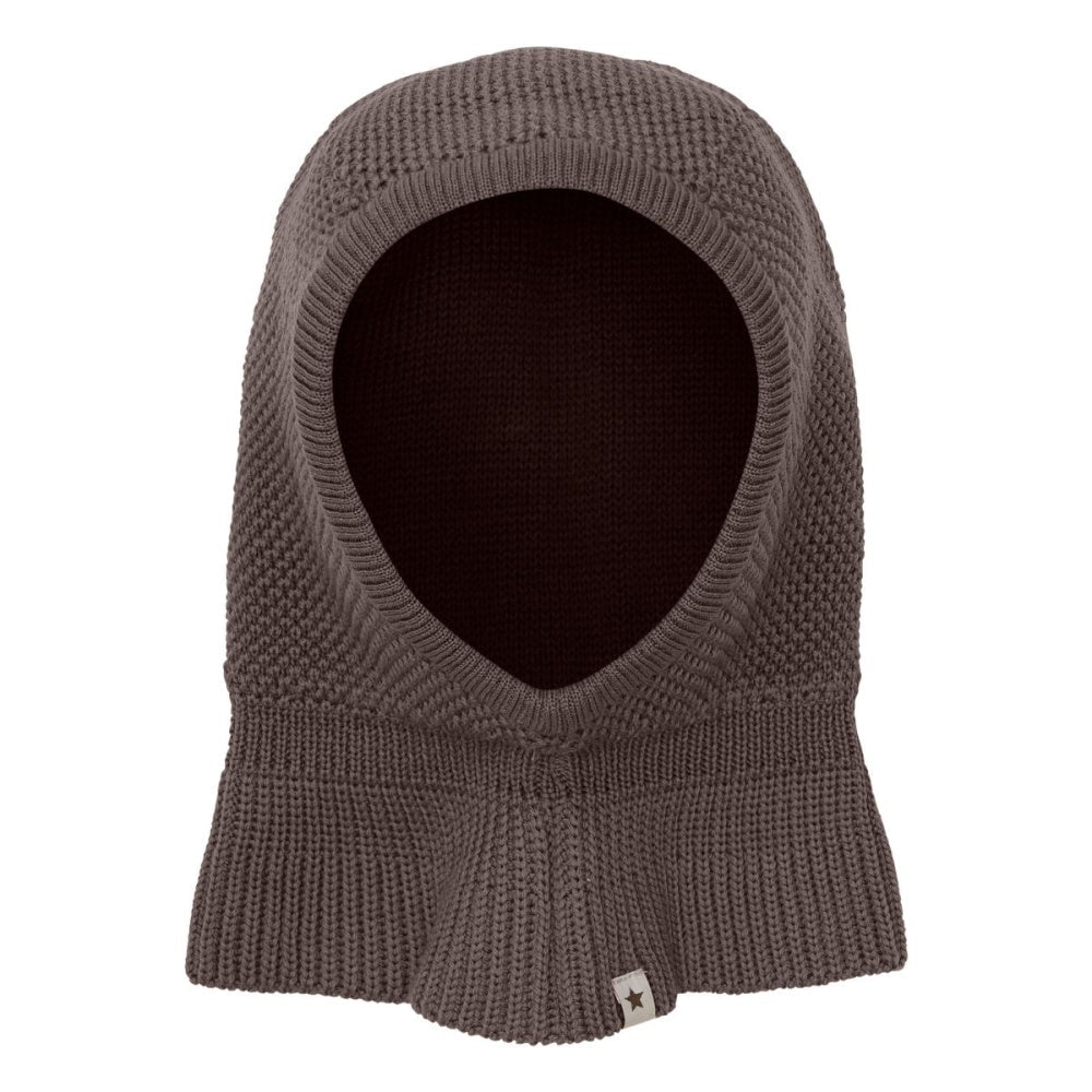 Huttelihut - Balaclava Strikket Ull 2-lags Brown Melange - Guttelus.no