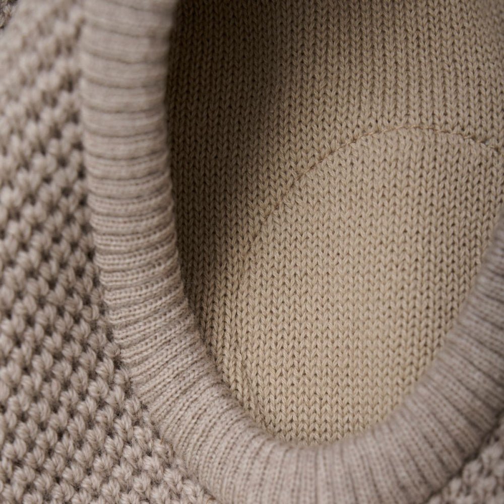 Huttelihut - Balaclava Strikket Ull 2-lags Camel Melange - Guttelus.no