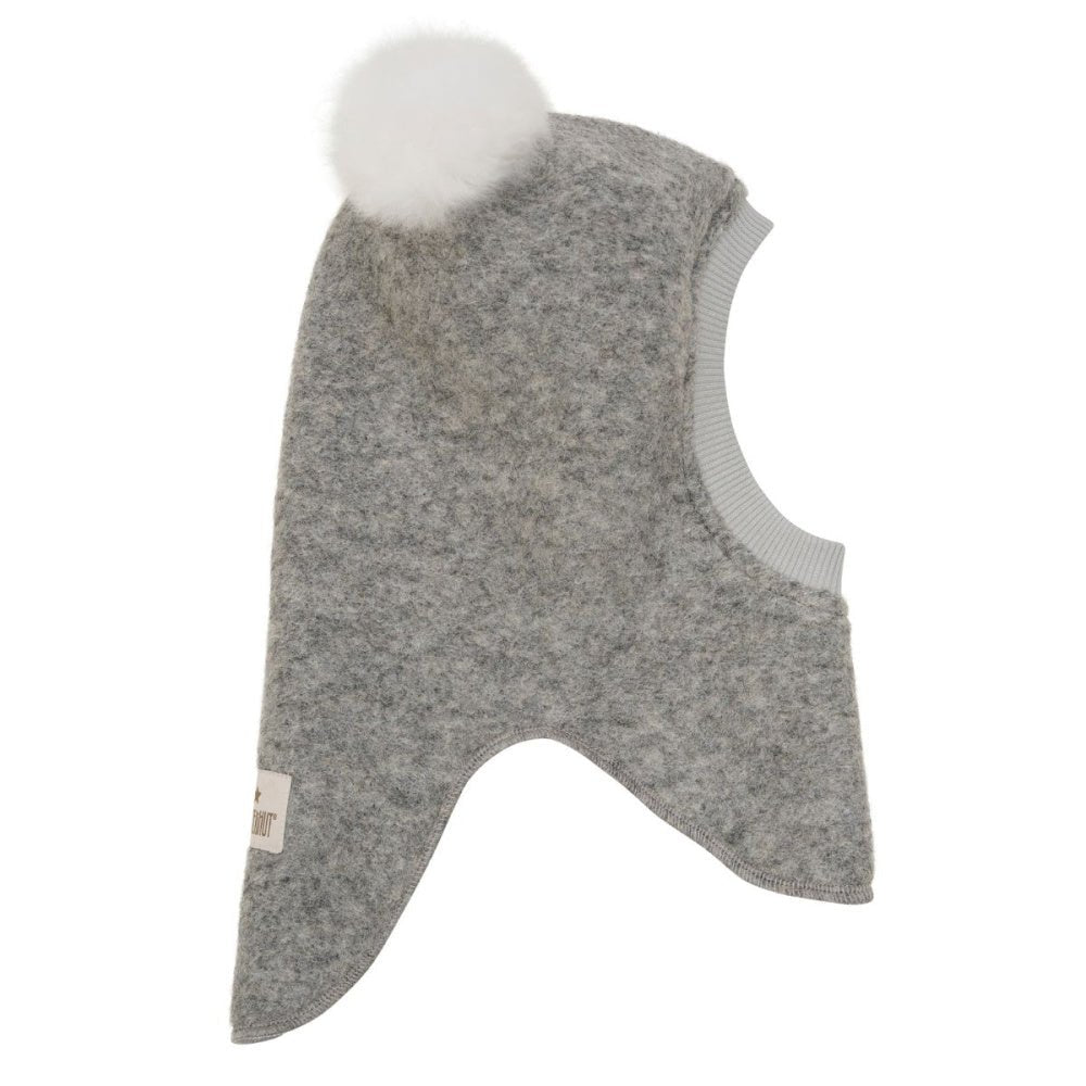 Huttelihut - Balaclava Ull Alpakka Pompoms Medium Grey Melange - Guttelus.no