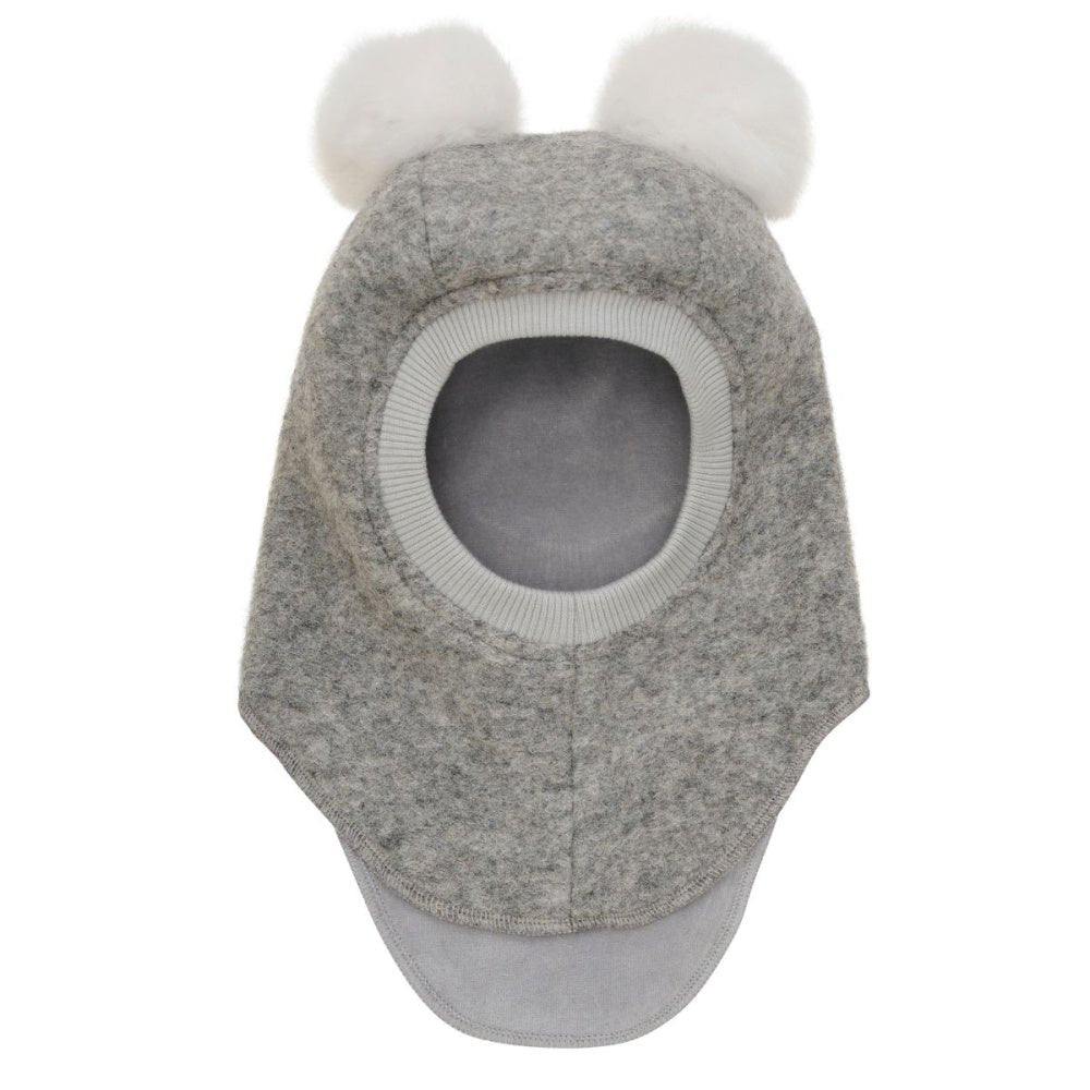 Huttelihut - Balaclava Ull Alpakka Pompoms Medium Grey Melange - Guttelus.no