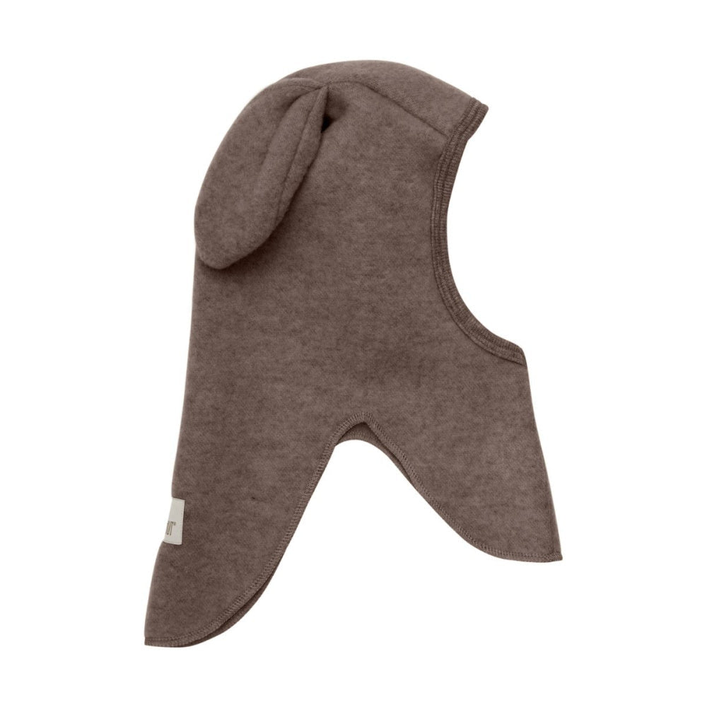 Huttelihut - Balaclava Ullfleece Kaninører Brown Melange - Guttelus