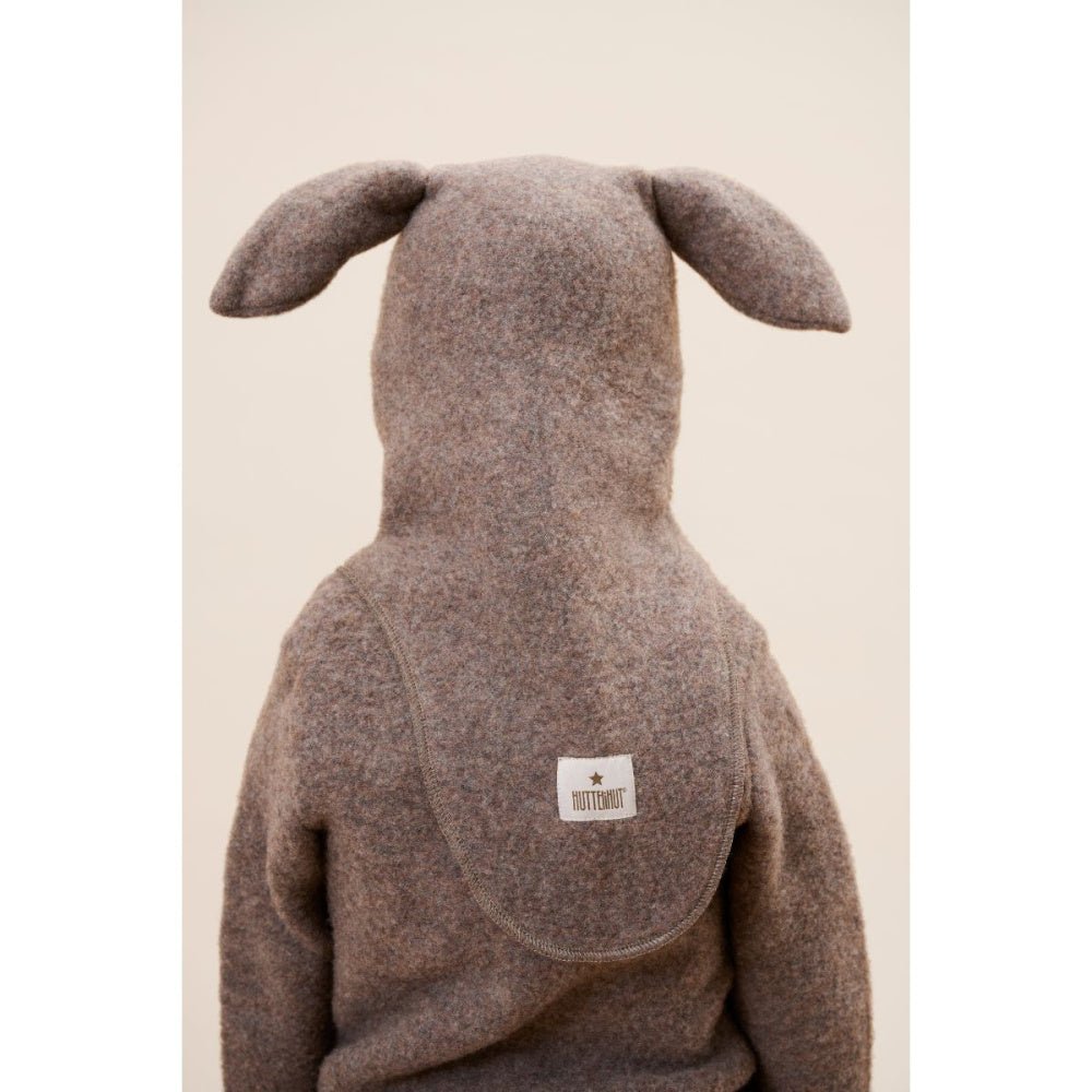 Huttelihut - Balaclava Ullfleece Kaninører Brown Melange - Guttelus