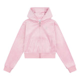 Juicy Couture - Velourjakke Tonal Zip Thru Hoodie Pink Nectar