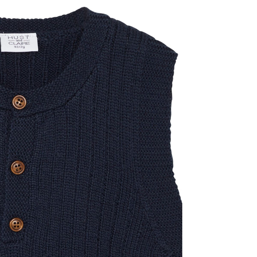Hust and Claire - Vest Ull Ribbestrikket More Navy