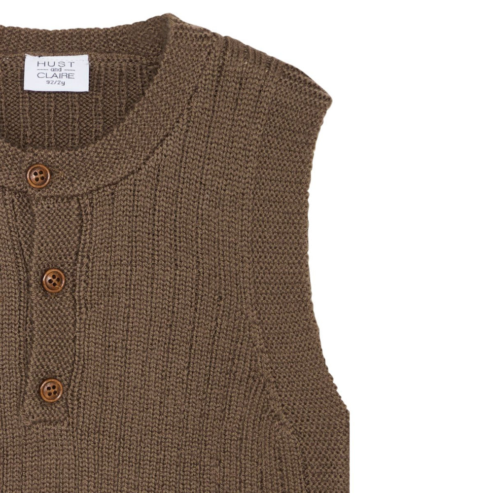 Hust and Claire - Vest Ull Ribbestrikket Coffee