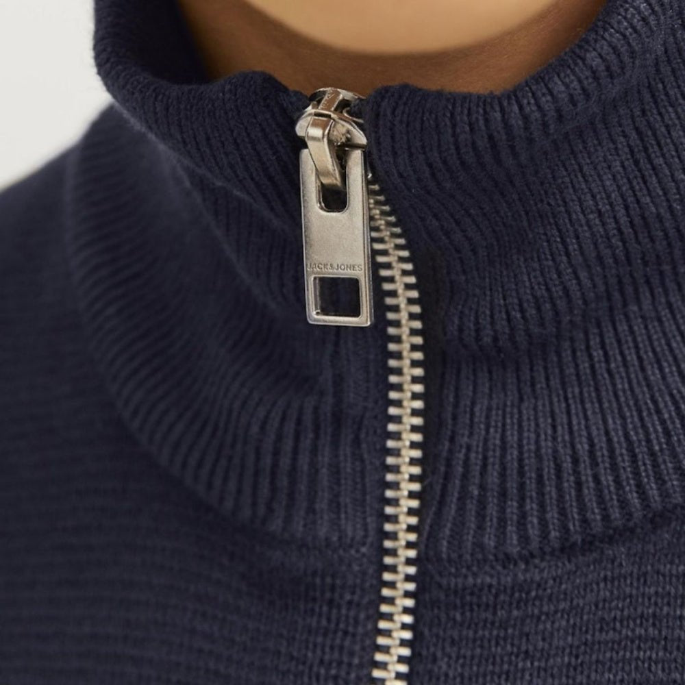 Jack & Jones - Genser Halfzip Knit Milano Night Sky - Guttelus