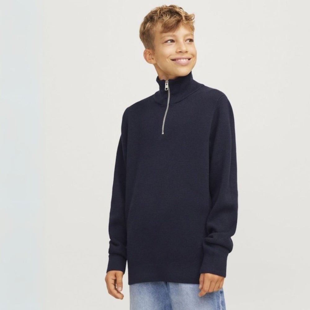 Jack & Jones - Genser Halfzip Knit Milano Night Sky - Guttelus