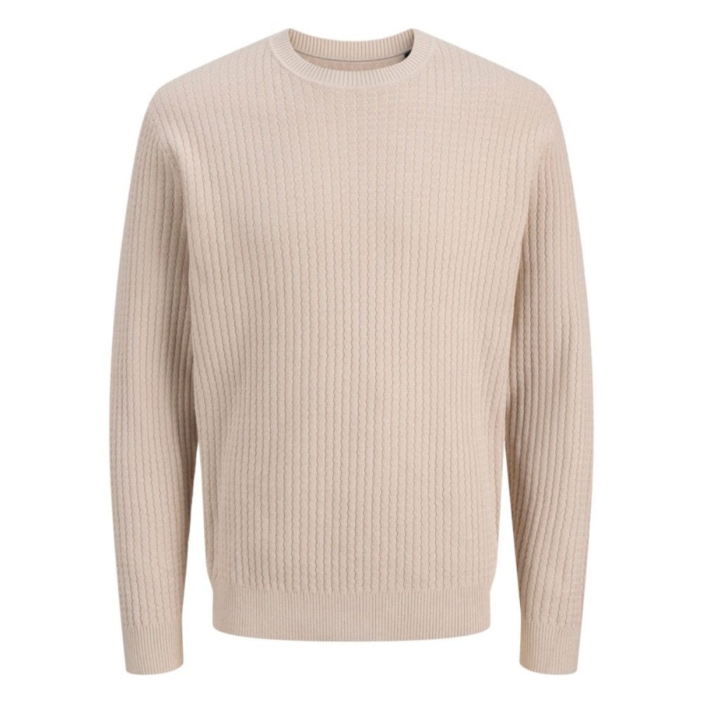 Jack & Jones - Genser Knit Blubarkley Zigzag Simply Taupe - Guttelus