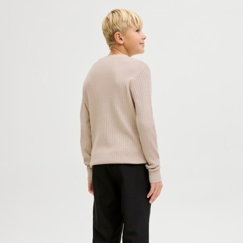 Jack & Jones - Genser Knit Blubarkley Zigzag Simply Taupe - Guttelus