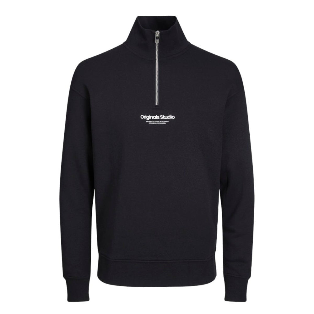 Jack & Jones - Genser Sweat Halfzip Vesterbro Black - Guttelus