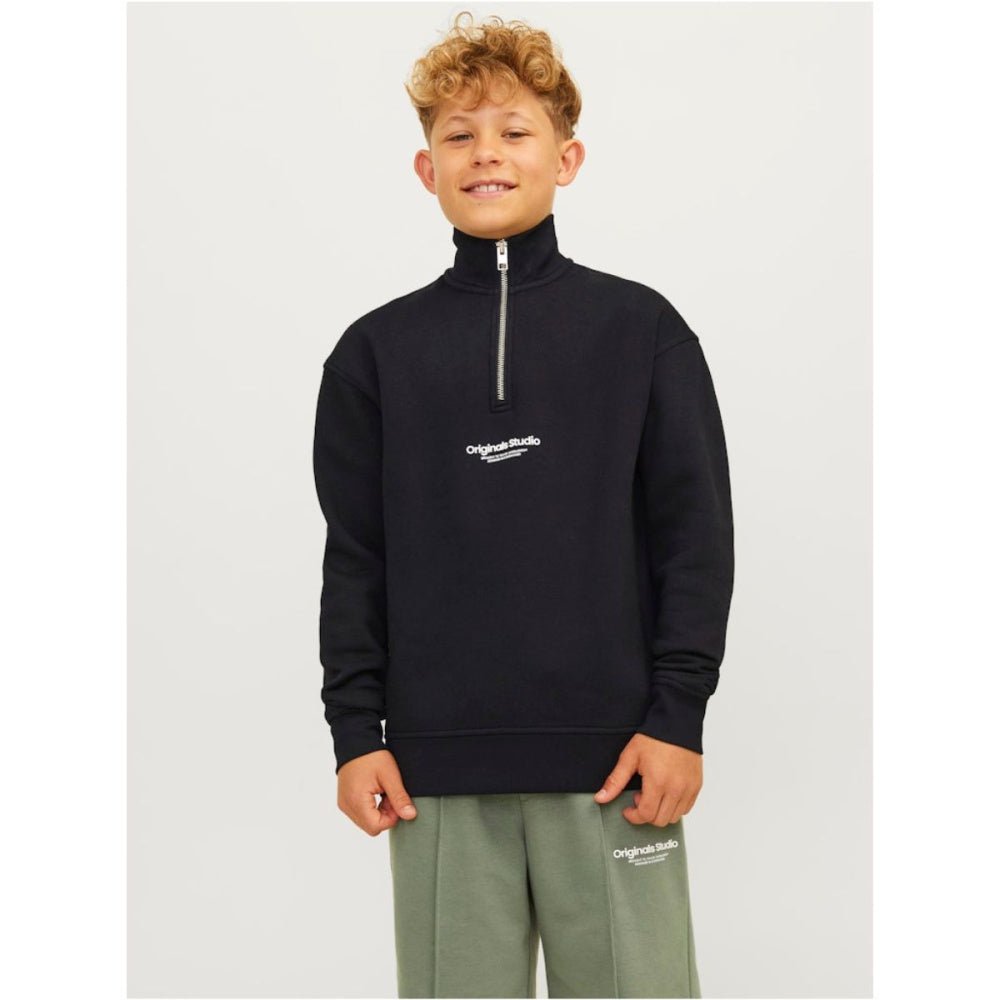 Jack & Jones - Genser Sweat Halfzip Vesterbro Black - Guttelus