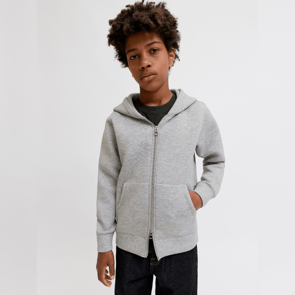 Jack & Jones - Hettejakke Zip Legacy Light Grey Melange - Guttelus