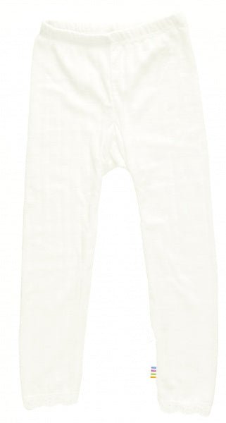 Joha - Basic Leggings med Blondekant Ull/Silke - Offwhite - Guttelus